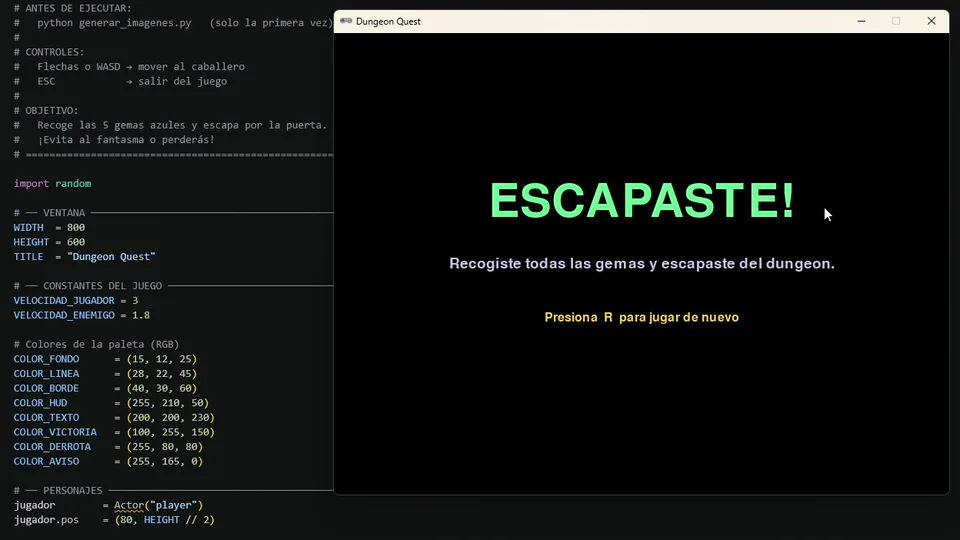Pantalla de victoria ¡Escapaste! de Dungeon Quest
