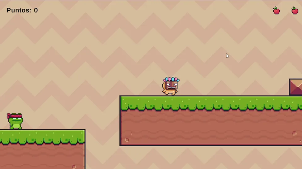 Juego de plataformas 2D en Unity con el personaje y un enemigo